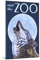 Visit the Zoo, Wolf Howling-Lantern Press-Mounted Art Print