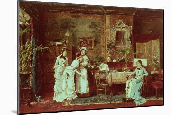 Visit to a New Mother, 1879-Mihaly Munkacsy-Mounted Giclee Print