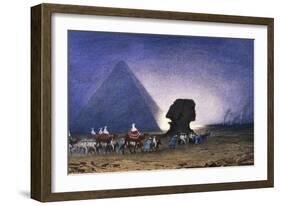 Visit to Sphinx in Giza, from Empress Eugenie of France's Journey in Egypt-Charles Theodore Frere-Framed Giclee Print