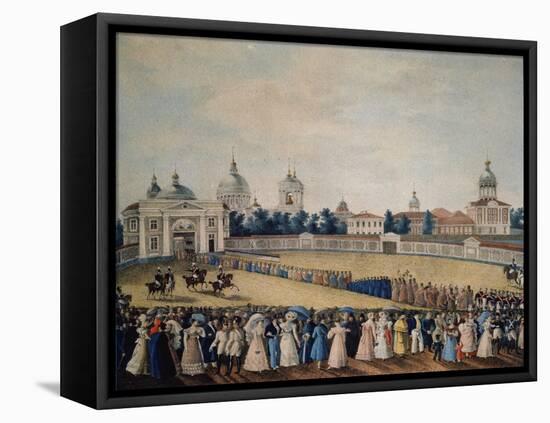 Visitation of Tsar Alexander I in the Alexander Nevsky Monastery, 1821-null-Framed Stretched Canvas