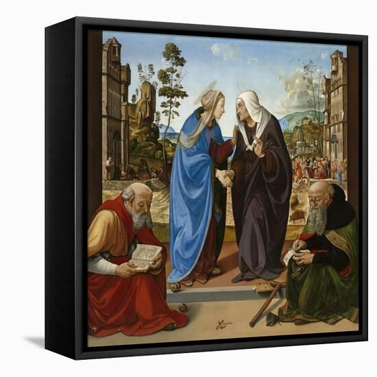 Visitation with St. Nicholas and St. Anthony Abbot, c.1490-Piero di Cosimo-Framed Stretched Canvas