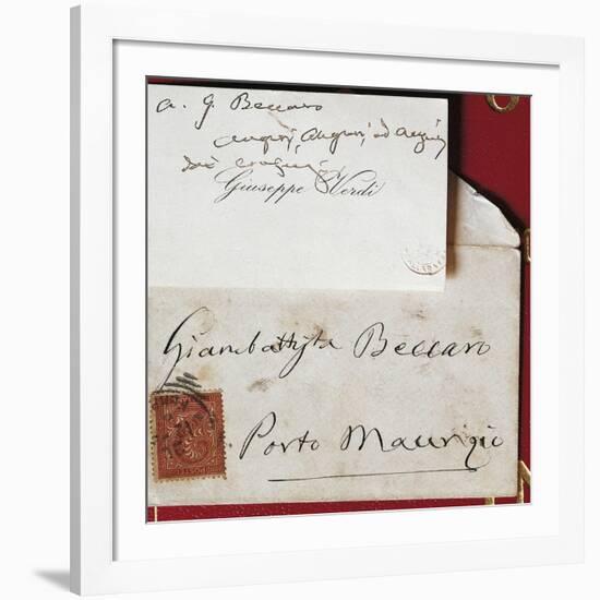 Visiting Card and Envelope of Giuseppe Verdi-null-Framed Giclee Print