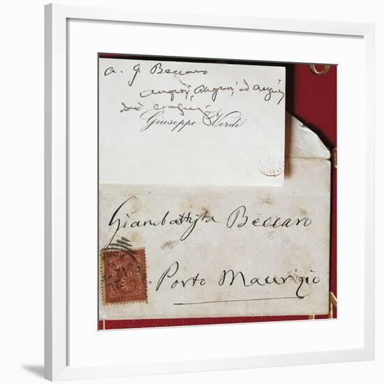 Visiting Card and Envelope of Giuseppe Verdi-null-Framed Giclee Print