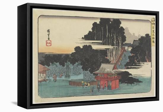 Visiting Fudo Temple at Meguro-Utagawa Hiroshige-Framed Stretched Canvas