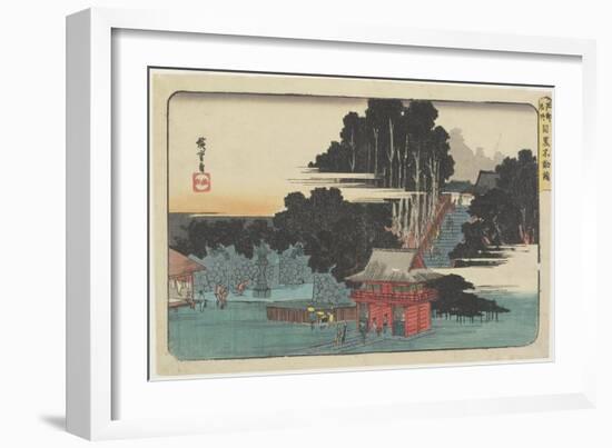 Visiting Fudo Temple at Meguro-Utagawa Hiroshige-Framed Giclee Print