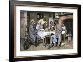 Visiting Pastor Having Dinner with an African-American Family, 1880s-null-Framed Giclee Print