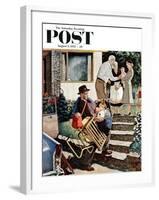 "Visiting the Grandparents" Saturday Evening Post Cover, August 3, 1957-Amos Sewell-Framed Giclee Print