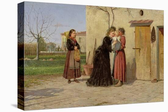 Visiting the Wet-Nurse-Silvestro Lega-Stretched Canvas