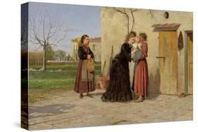 Visiting the Wet-Nurse-Silvestro Lega-Stretched Canvas