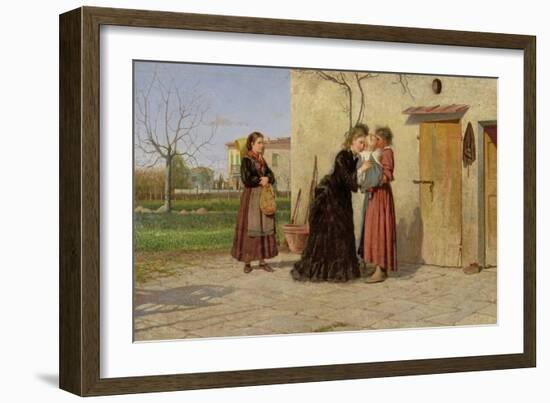 Visiting the Wet-Nurse-Silvestro Lega-Framed Giclee Print