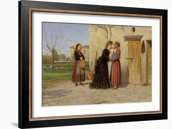 Visiting the Wet-Nurse-Silvestro Lega-Framed Giclee Print