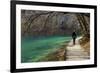 Visitor on Wooden Walkway Path over Crystal Clear Waters of Plitvice Lakes National Park-Simon Montgomery-Framed Photographic Print