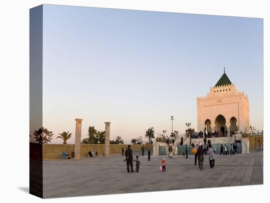 Visitors Amongst the Columns at the Unfinished Hassan Mosque, and Mausoleum of Mohammed V, Morocco-Graham Lawrence-Stretched Canvas