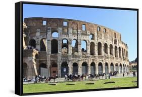 Visitors and Horse Carriages Beside the Outer Wall of the Colosseum, Forum Area, Rome-Eleanor Scriven-Framed Stretched Canvas