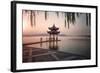 Visitors are Taking the Last Shots with a Pagoda at West Lake as the Sun Is Sinking-Andreas Brandl-Framed Photographic Print