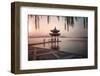 Visitors are Taking the Last Shots with a Pagoda at West Lake as the Sun Is Sinking-Andreas Brandl-Framed Photographic Print