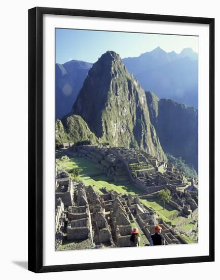 Visitors at the Ancient Ruins of Machu Picchu, Andes Mountains, Peru-Keren Su-Framed Premium Photographic Print