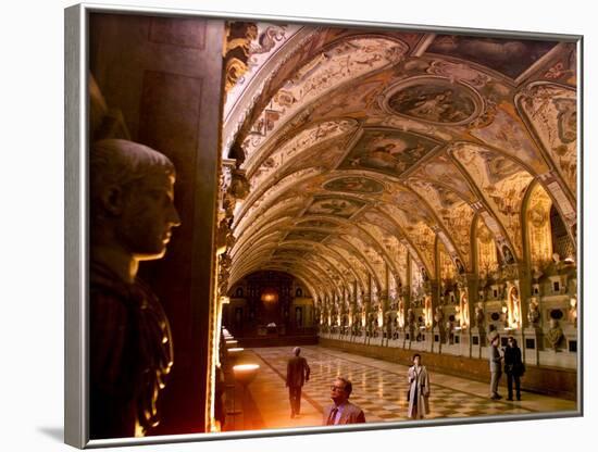 Visitors Examine the Sculptures and Frescoes of the Antiquarium Hall in Munich, Germany-null-Framed Photographic Print