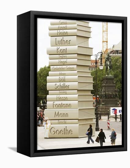 Visitors Look at a Sculpture Erected by the Initiative "Germany - Land of Ideas"-null-Framed Stretched Canvas