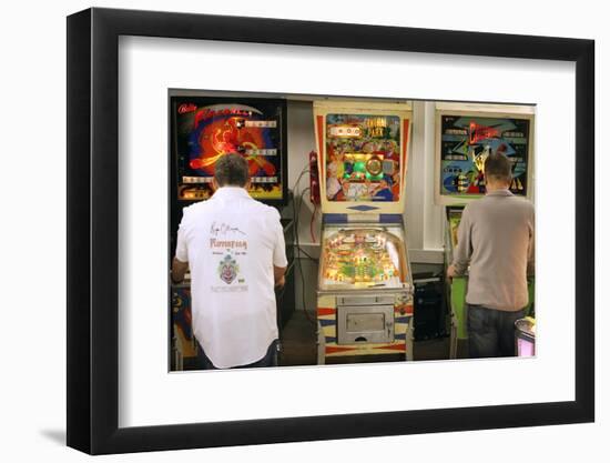 Visitors Play at Historic Pinball Machines at Pinball Museum in Ruprechtshofen-Heinz-Peter Bader-Framed Photographic Print