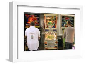 Visitors Play at Historic Pinball Machines at Pinball Museum in Ruprechtshofen-Heinz-Peter Bader-Framed Photographic Print