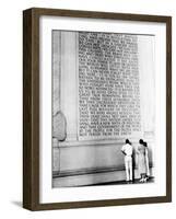 Visitors Reading the Inscription of Pres. Abraham Lincoln's Gettysburg Address, Lincoln Memorial-Thomas D^ Mcavoy-Framed Photographic Print
