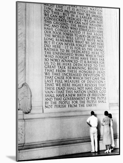 Visitors Reading the Inscription of Pres. Abraham Lincoln's Gettysburg Address, Lincoln Memorial-Thomas D^ Mcavoy-Mounted Photographic Print