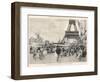 Visitors Stroll in the Fresh Air Beneath the Eiffel Tower in Front of the Monumental Fountain-null-Framed Art Print