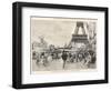 Visitors Stroll in the Fresh Air Beneath the Eiffel Tower in Front of the Monumental Fountain-null-Framed Art Print