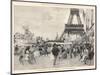 Visitors Stroll in the Fresh Air Beneath the Eiffel Tower in Front of the Monumental Fountain-null-Mounted Art Print