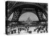 Visitors Strolling Around the Eiffel Tower-null-Stretched Canvas