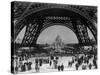 Visitors Strolling Around the Eiffel Tower-null-Stretched Canvas