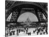 Visitors Strolling Around the Eiffel Tower-null-Stretched Canvas