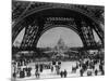 Visitors Strolling Around the Eiffel Tower-null-Mounted Photographic Print