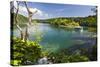 Visitors Taking a Cruise on Lake Kozjak, Plitvice Lakes, Plitvicka Jezera, Croatia-Martin Zwick-Stretched Canvas