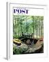 "Visitors to Cabin in the Woods" Saturday Evening Post Cover, August 23, 1958-Thornton Utz-Framed Giclee Print