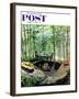 "Visitors to Cabin in the Woods" Saturday Evening Post Cover, August 23, 1958-Thornton Utz-Framed Giclee Print