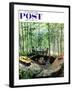 "Visitors to Cabin in the Woods" Saturday Evening Post Cover, August 23, 1958-Thornton Utz-Framed Giclee Print