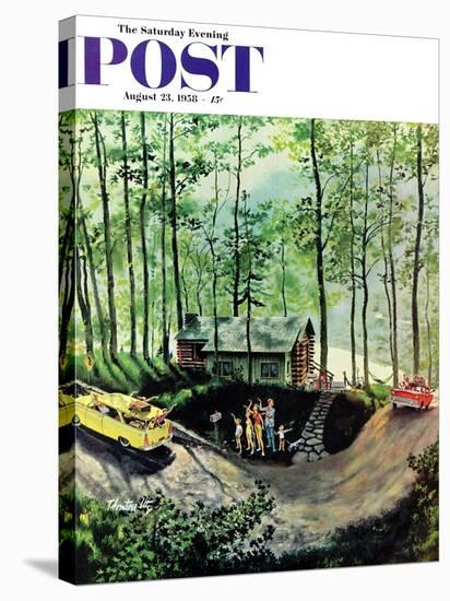 "Visitors to Cabin in the Woods" Saturday Evening Post Cover, August 23, 1958-Thornton Utz-Stretched Canvas