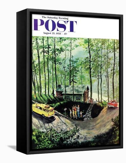 "Visitors to Cabin in the Woods" Saturday Evening Post Cover, August 23, 1958-Thornton Utz-Framed Stretched Canvas