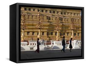 Visitors to the Buddhist Temples of Bagan, Myanmar (Burma)-Julio Etchart-Framed Stretched Canvas