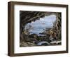 Visitors to the Sea Cave, Schooner Head, Mount Desert Island, Maine, circa 1870. 19Th Century Litho-null-Framed Giclee Print