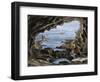 Visitors to the Sea Cave, Schooner Head, Mount Desert Island, Maine, circa 1870. 19Th Century Litho-null-Framed Giclee Print