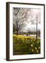 Visitors Walking Along the Serpentine with Daffodils in the Foreground, Hyde Park, London-Charlie Harding-Framed Photographic Print