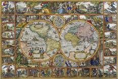 Double Hemisphere World Map, 1617-Visscher Claes Jansz-Framed Giclee Print