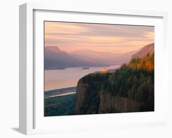 Vista House on Crown Point at Columbia River, Tom McCall Nature Preserve, Columbia River Gorge N...-null-Framed Photographic Print