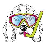 Funny Dog in an Unusual Hat and Sunglasses. Vector Illustration.-Vitaly Grin-Art Print