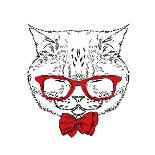 Funny Cat in the Hat and Scarf. Vector Illustration.-Vitaly Grin-Art Print