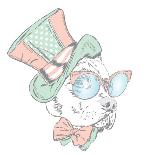 Funny Dog in Hat, Scarf and Glasses. Vector Illustration.-Vitaly Grin-Art Print