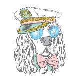 Funny Dog in Hat, Scarf and Glasses. Vector Illustration.-Vitaly Grin-Art Print